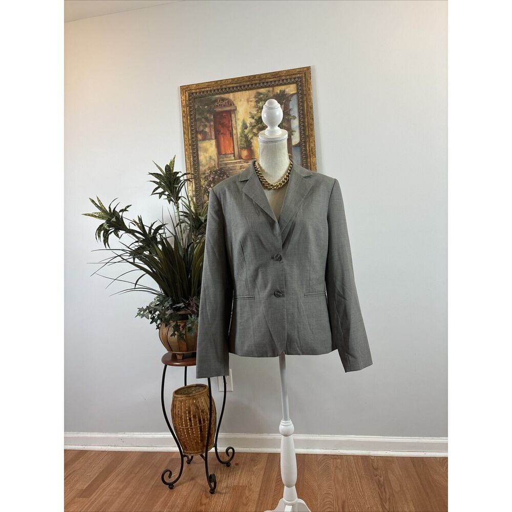 Jaclyn Smith Women's Suit Blazer 8 Collar Lapel Notched Gray Long Sleeve Pocket
